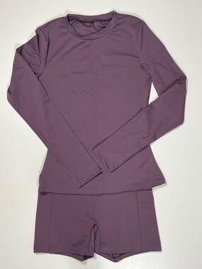 Mauve Long Sleeve Athletic Top & Shorts Set